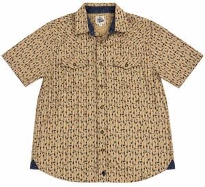 Moon Shine Spirit Men’s Large Short Sleeve Western Button Up Tan Pearl Snap